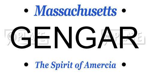 GENGAR Massachusetts License Plate
