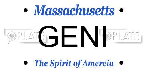 GENI Massachusetts License Plate