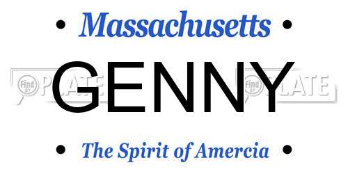 GENNY Massachusetts License Plate