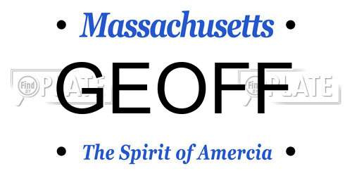 GEOFF Massachusetts License Plate