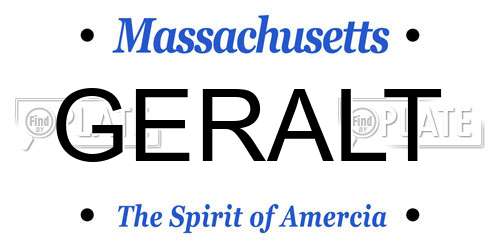 GERALT Massachusetts License Plate