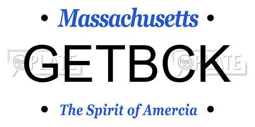 GETBCK Massachusetts License Plate