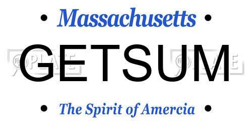 GETSUM Massachusetts License Plate