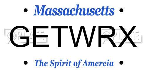 GETWRX Massachusetts License Plate