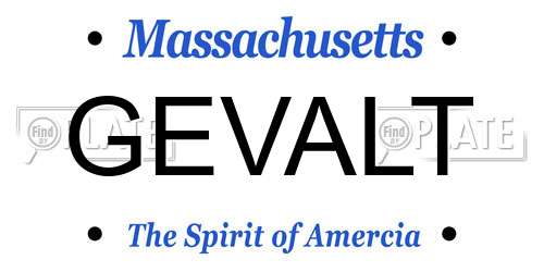 GEVALT Massachusetts License Plate