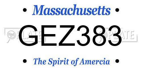 GEZ383 Massachusetts License Plate