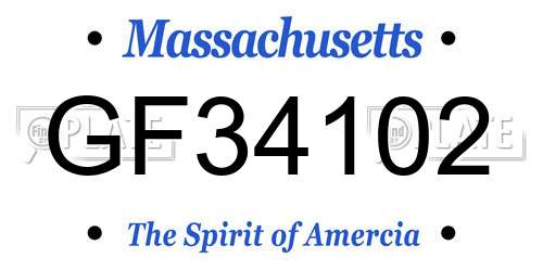 GF34102 Massachusetts License Plate