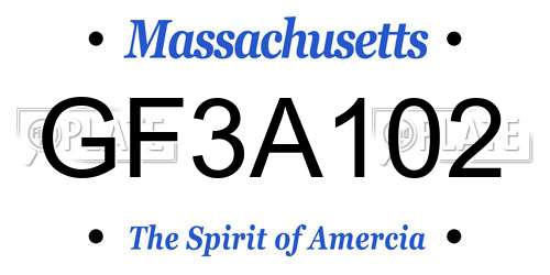 GF3A102 Massachusetts License Plate