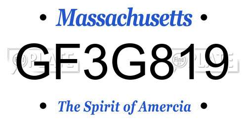 GF3G819 Massachusetts License Plate