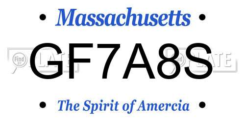GF7A8S Massachusetts License Plate