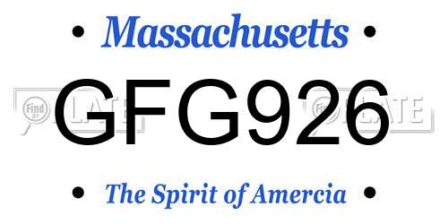 GFG926 Massachusetts License Plate