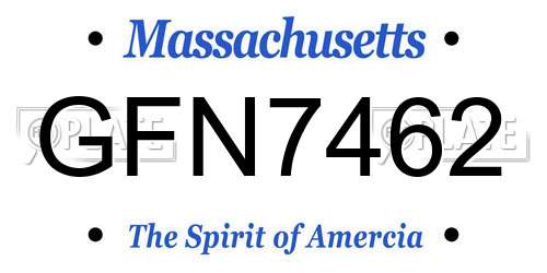GFN7462 Massachusetts License Plate