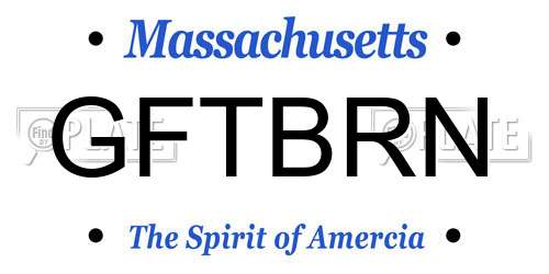 GFTBRN Massachusetts License Plate