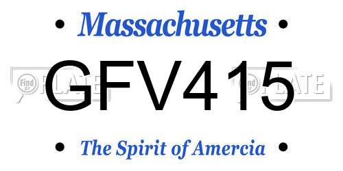 GFV415 Massachusetts License Plate