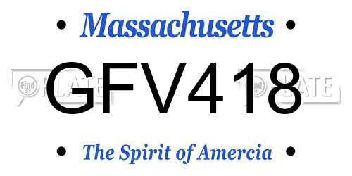GFV418 Massachusetts License Plate