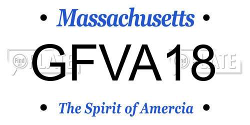 GFVA18 Massachusetts License Plate