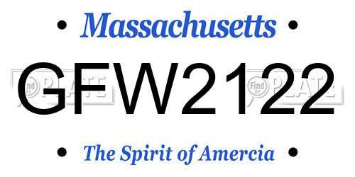 GFW2122 Massachusetts License Plate