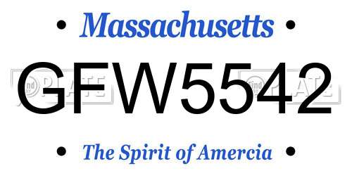 GFW5542 Massachusetts License Plate