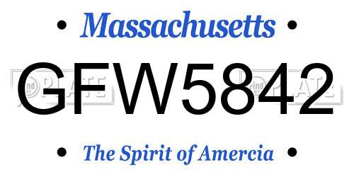 GFW5842 Massachusetts License Plate