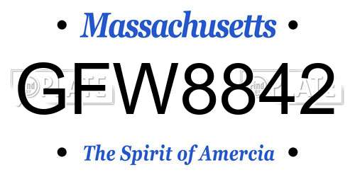 GFW8842 Massachusetts License Plate