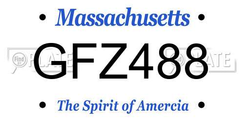 GFZ488 Massachusetts License Plate