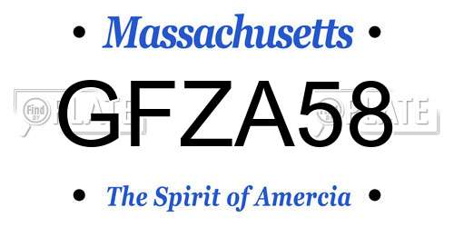 GFZA58 Massachusetts License Plate
