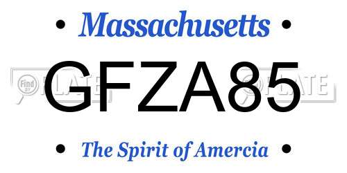 GFZA85 Massachusetts License Plate