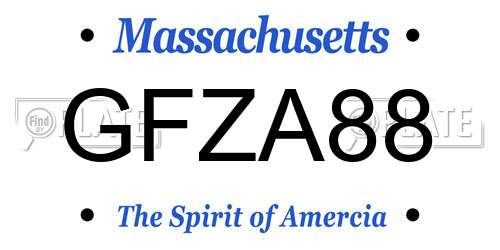 GFZA88 Massachusetts License Plate