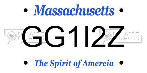 GG1I2Z Massachusetts License Plate