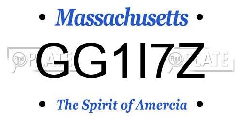 GG1I7Z Massachusetts License Plate