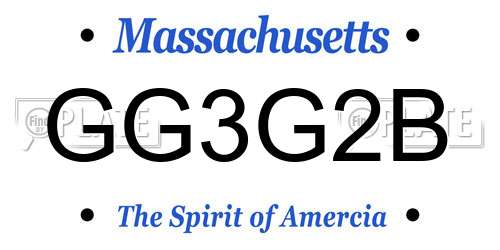 GG3G2B Massachusetts License Plate