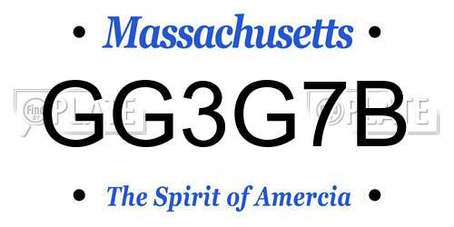 GG3G7B Massachusetts License Plate