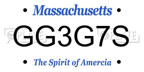 GG3G7S Massachusetts License Plate