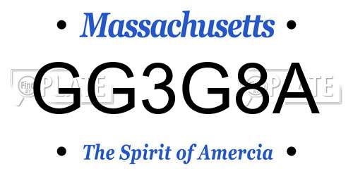 GG3G8A Massachusetts License Plate