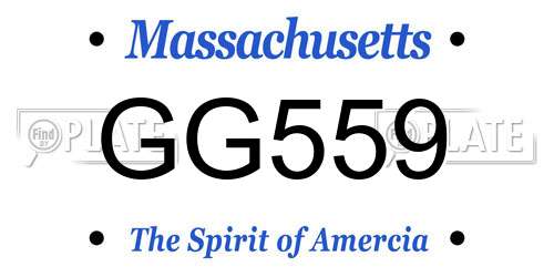 GG559 Massachusetts License Plate