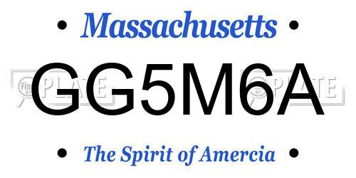 GG5M6A Massachusetts License Plate