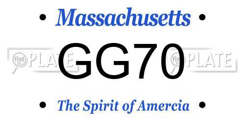 GG70 Massachusetts License Plate