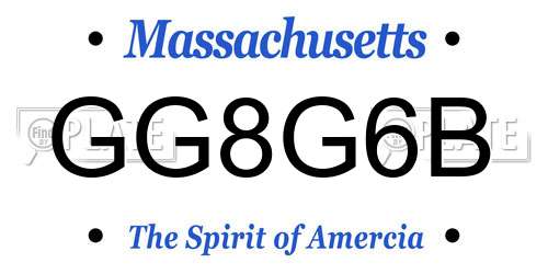 GG8G6B Massachusetts License Plate