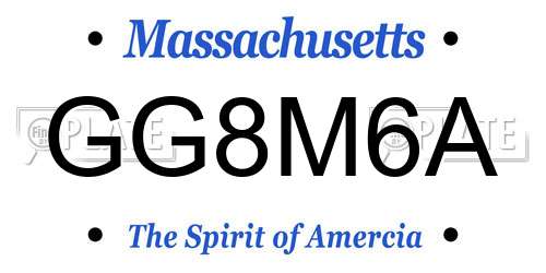 GG8M6A Massachusetts License Plate