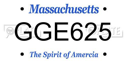 GGE625 Massachusetts License Plate