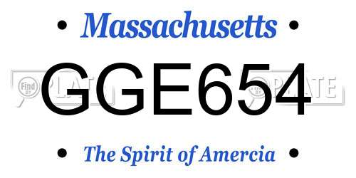 GGE654 Massachusetts License Plate