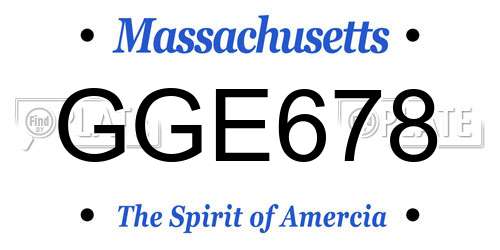 GGE678 Massachusetts License Plate