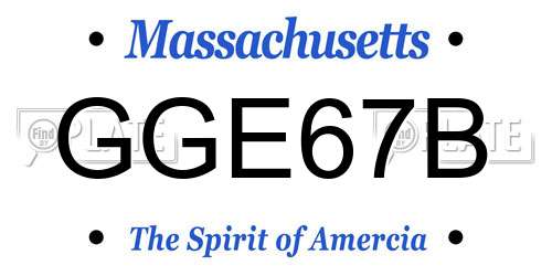 GGE67B Massachusetts License Plate