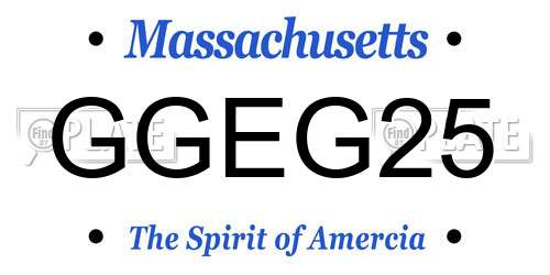 GGEG25 Massachusetts License Plate