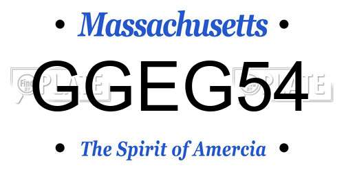 GGEG54 Massachusetts License Plate