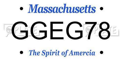 GGEG78 Massachusetts License Plate