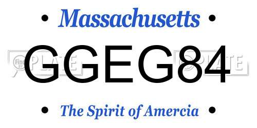GGEG84 Massachusetts License Plate