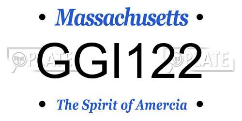 GGI122 Massachusetts License Plate