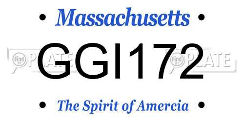 GGI172 Massachusetts License Plate