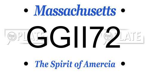 GGII72 Massachusetts License Plate